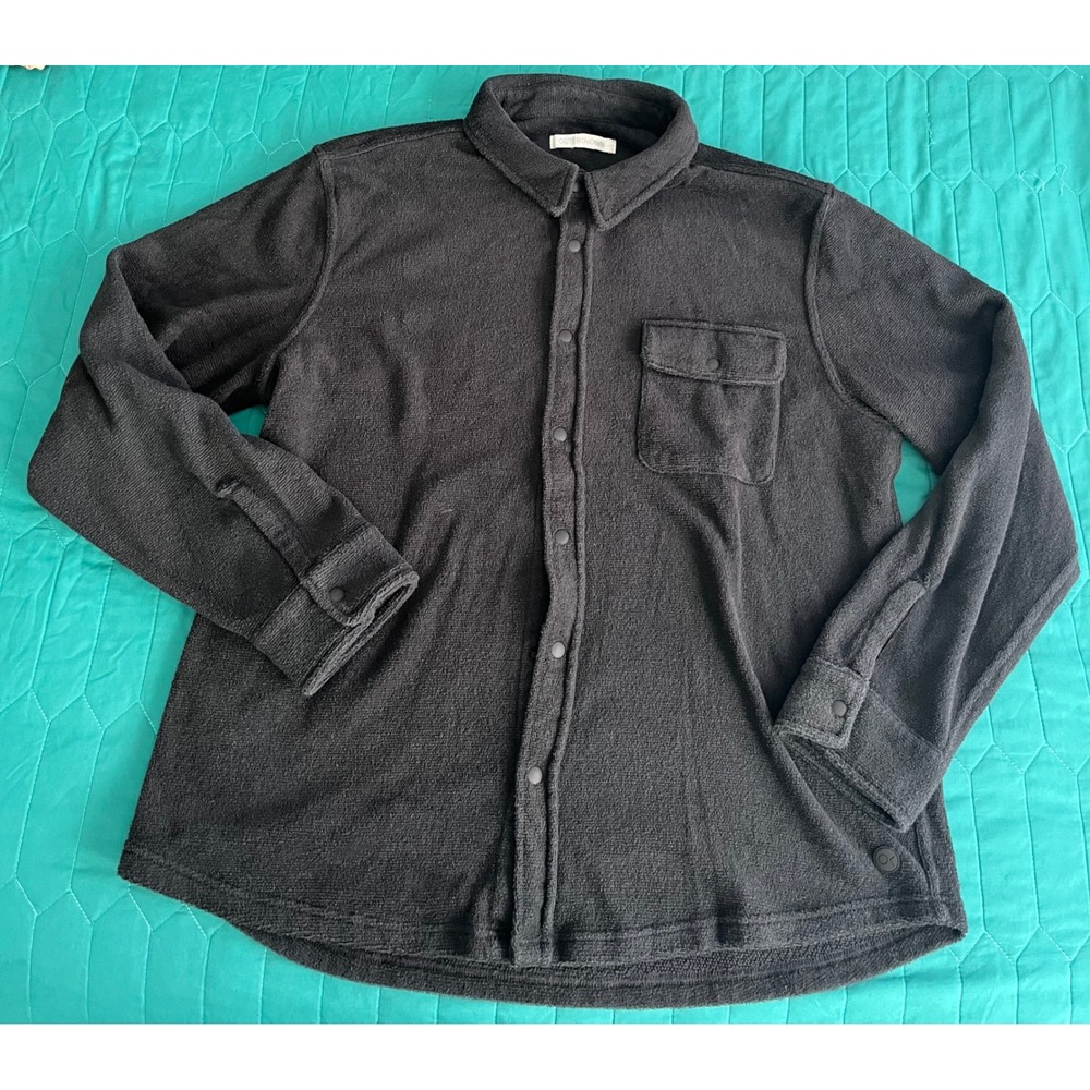 OUTERKNOWN MENS BUTTON DOWN SHIRT SIZE XL BLACK COLOR